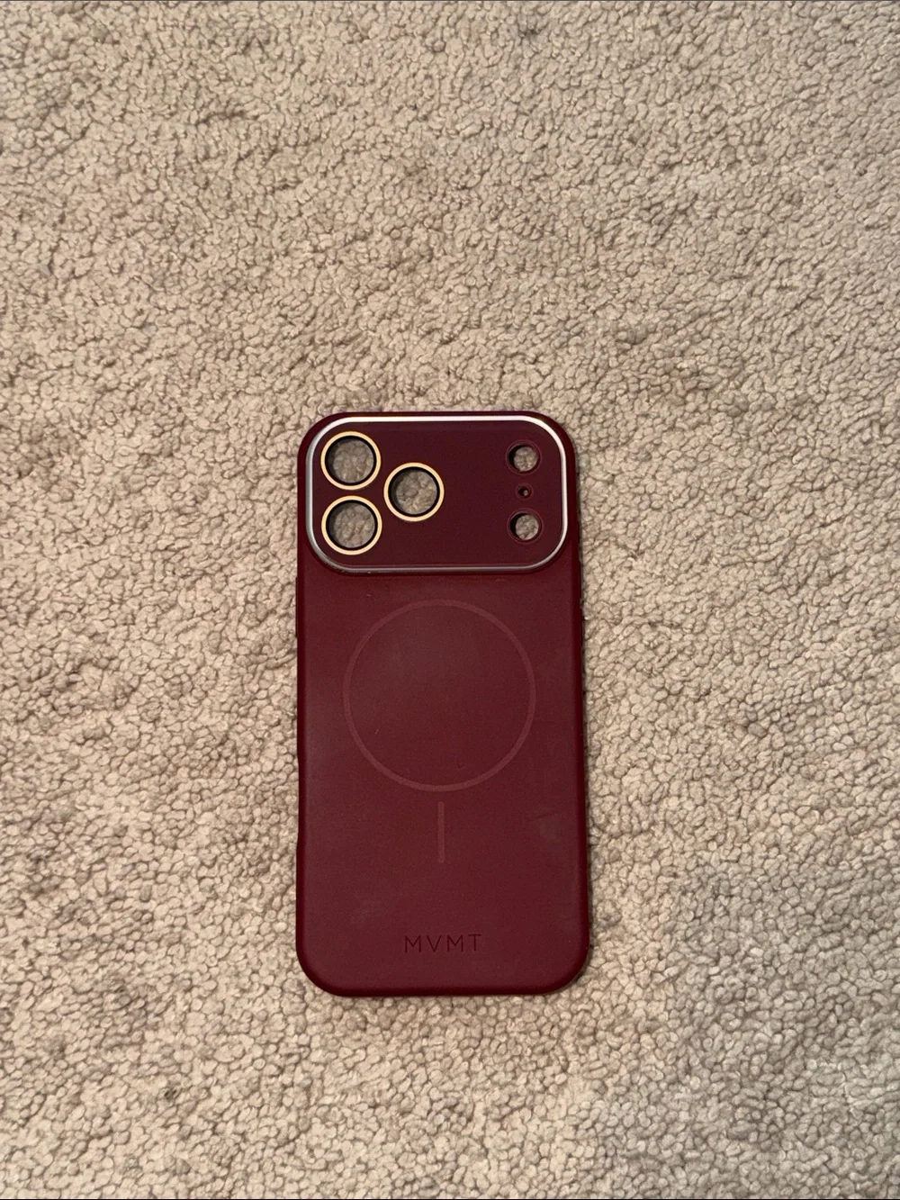 MVMT Deep Burgundy Magnetic iPhone Case with Gold Camera Ring/Lens Protector